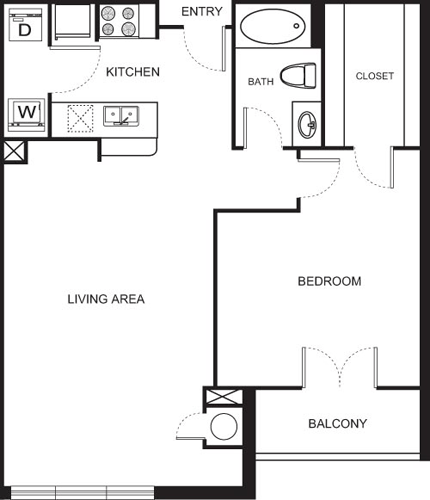 One Bedroom- 2425 Floorplan Image
